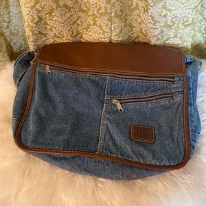 Vintage 90s denim book bag / tote bag